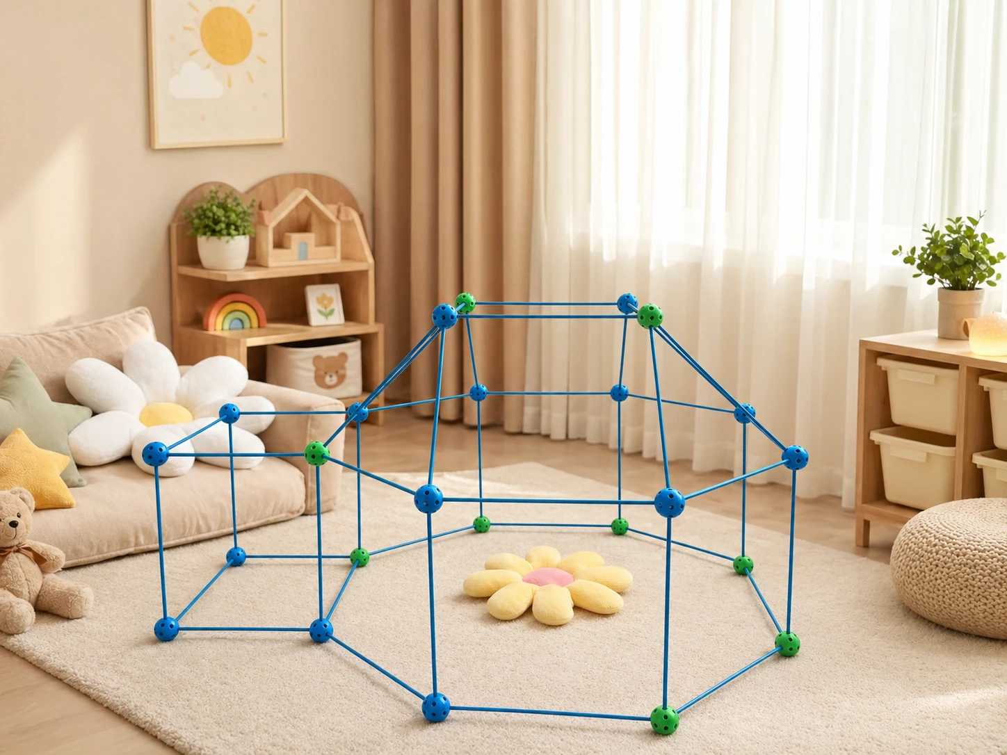 120-Piece Colorful DIY Fort Building Kit for Kids 4