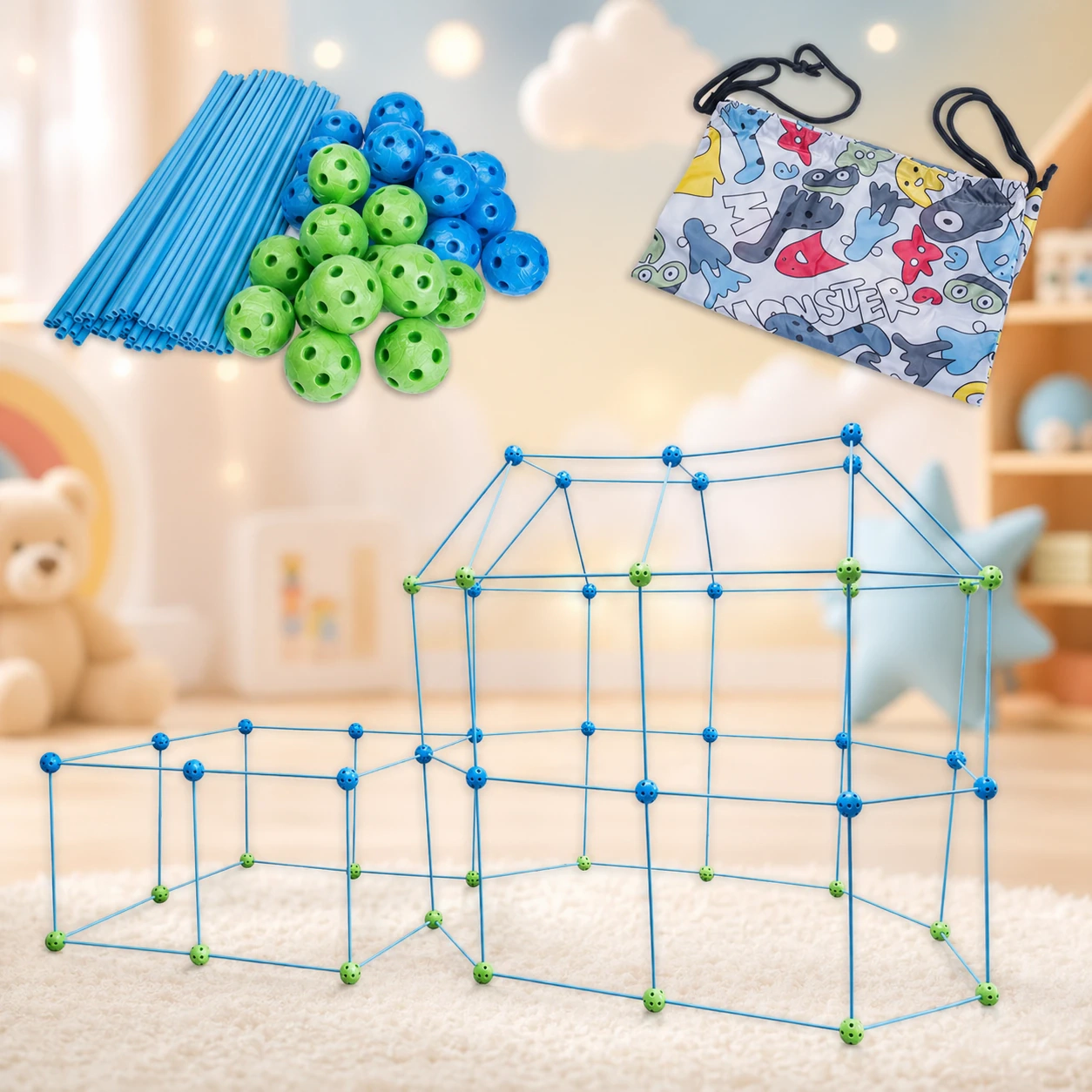 72-Piece Secret Base Fort Building Kit 3