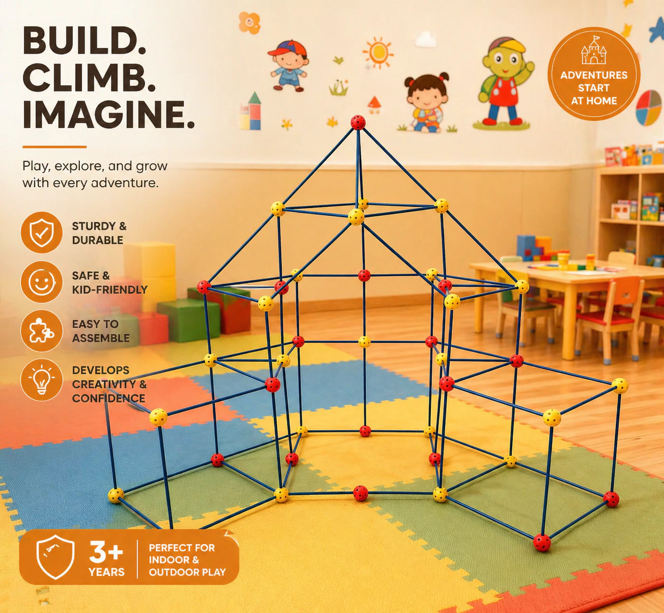 DIY 100-Piece Educational Tent Fort Building Kit 3